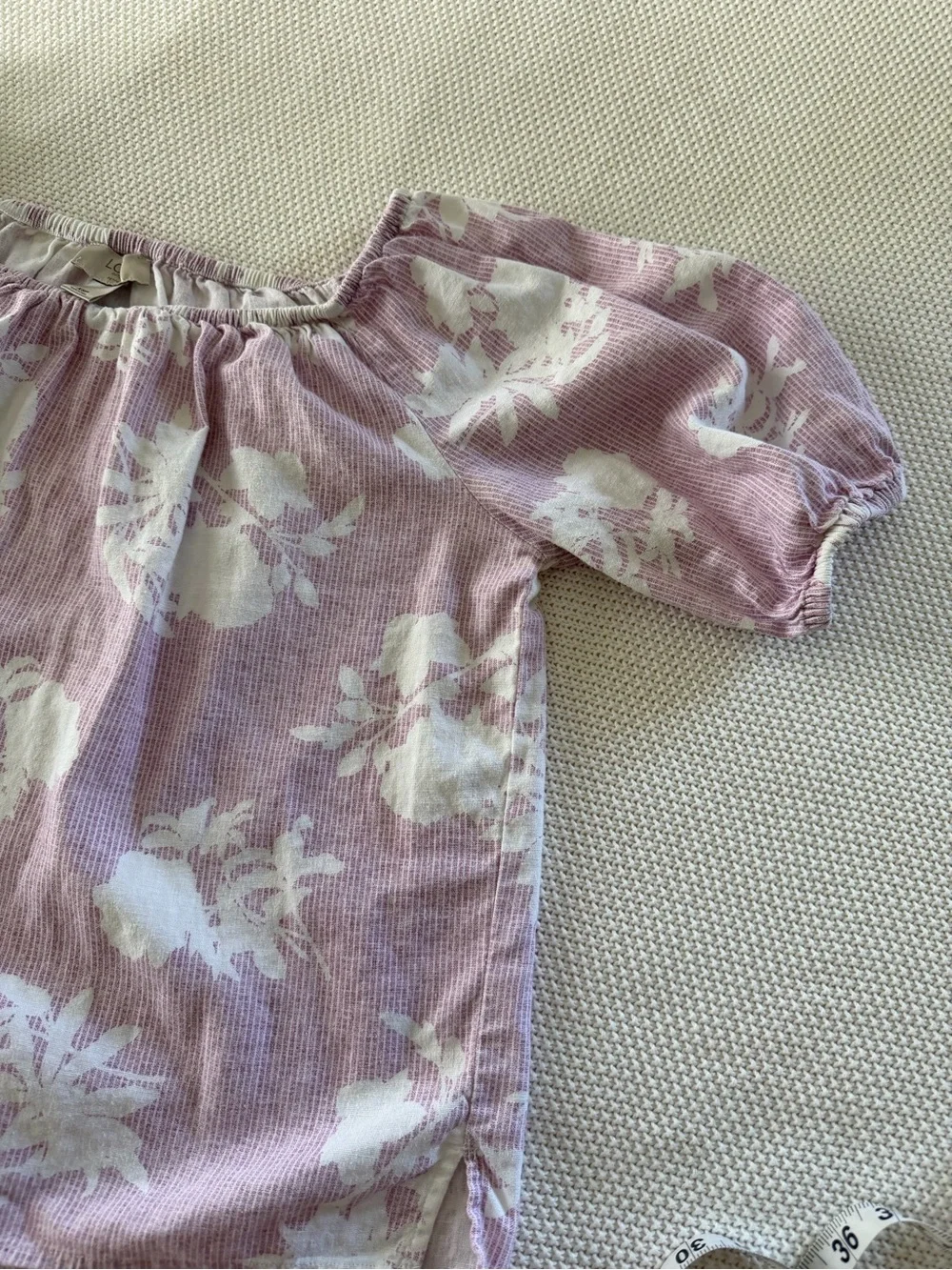 LOFT Outlet XSP Dusty Mauve Floral Linen Blend Off Shoulder Blouse